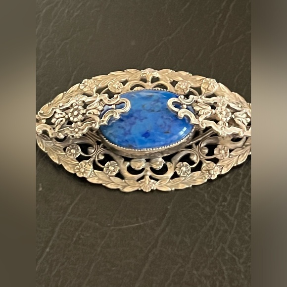 Vintage Sterling Silver stone brooch - Picture 2 of 6